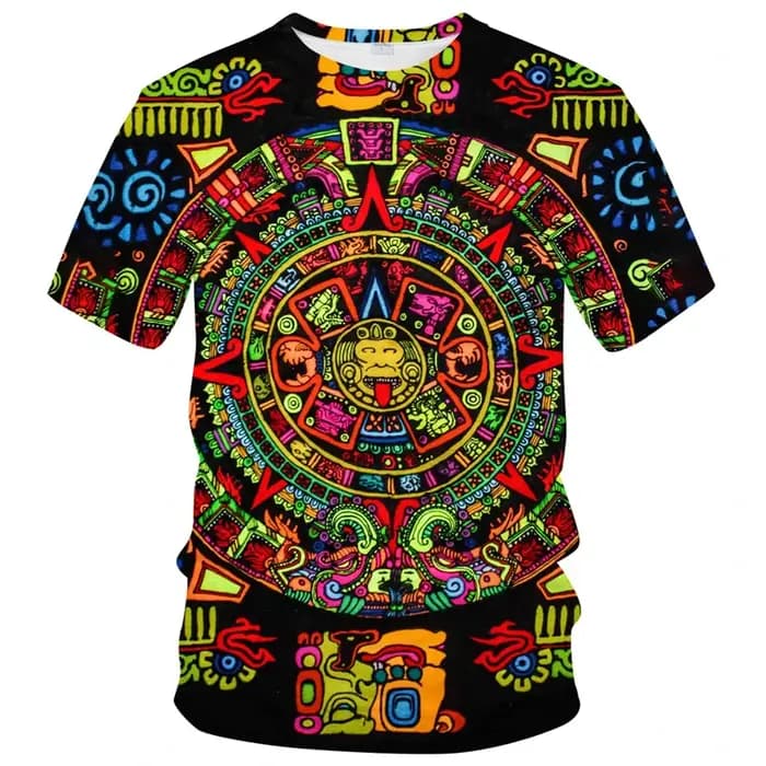 T-shirt Aztec Sun Stone pour hommes et femmes