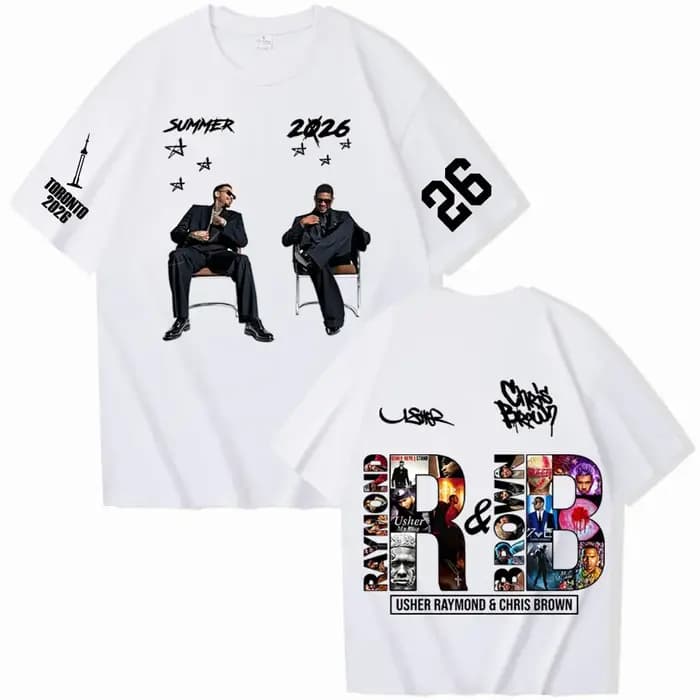 T-shirt de la tournée 2026 Chris Brown et Usher pour homme et femme