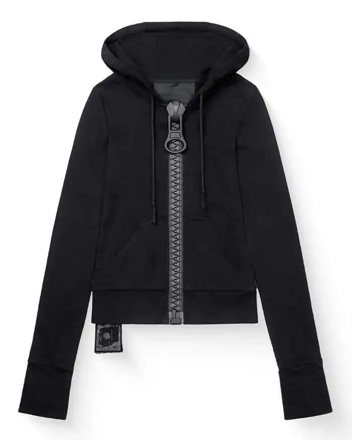 Sweat à capuche zippé vintage pour femme, coupe slim, style Harajuku, court, à manches longues, avec