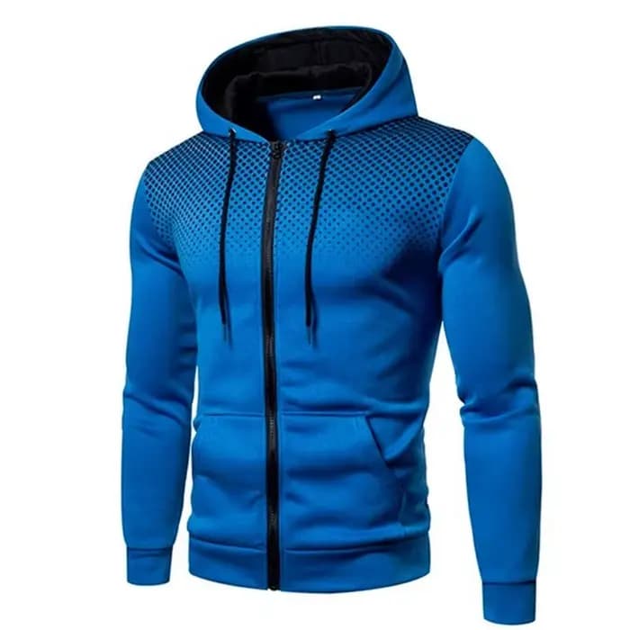 Sweat à capuche zippé pour hommes poche à pois imprimé