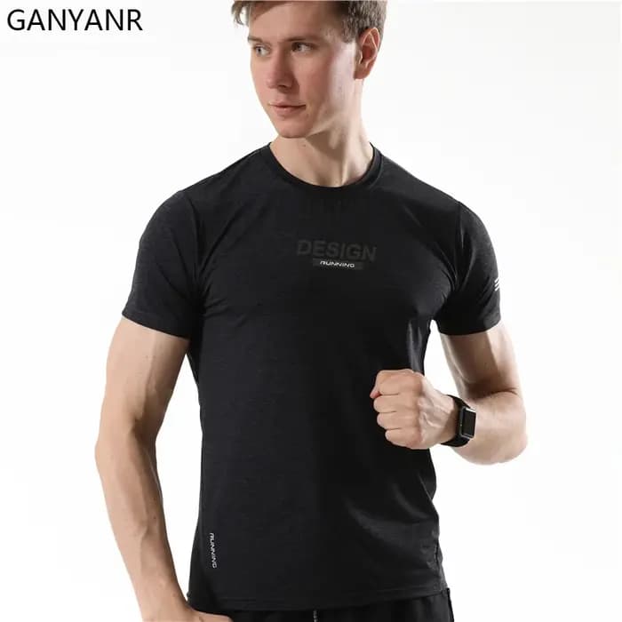 GANYANR course t-shirt gymnastique Sport Fitness Crossfit coupe sèche homme formation Football maillots entraînement musculation vêtements t-shirts rapide