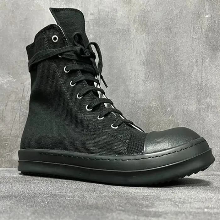 Ro bottes classiques hommes chaussure femmes Sneaker pleine toile noire chaussures hautes espadrilles décontractées fermeture éclair à lacets bottine de luxe