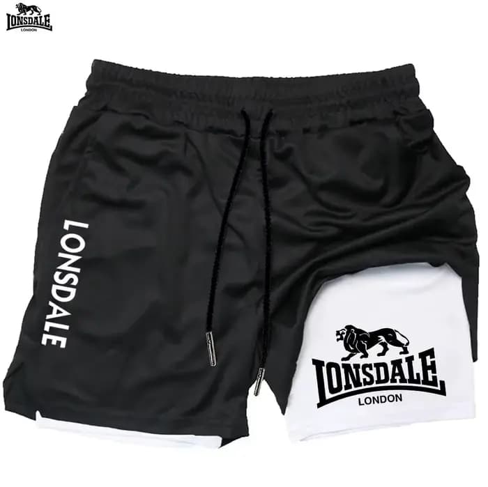 LONSDALE Short de sport double couche deux-en-un pour homme