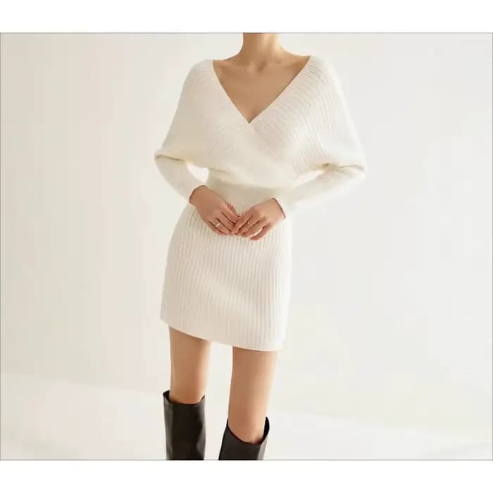Robe tricotée enveloppée dans les hanches pour femmes