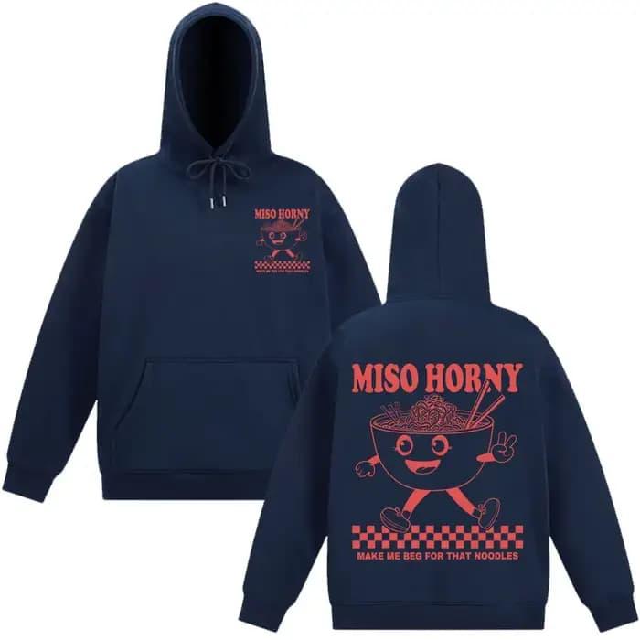 Miso Horny Ramen drôle Meme sweat à capuche hommes femmes mode Harajuku sweat automne et hiver Hip-hop Super ample Vintage pull