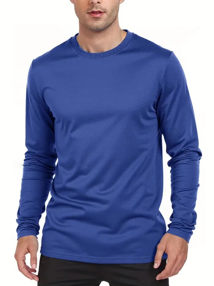 Printemps automne hommes T-shirts à manches longues décontracté hauts couleur unie haute qualité homme T-Shirt classique