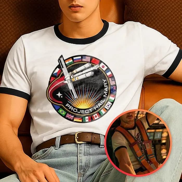 T-shirt Ringer Project Hail Mary avec Patch Mission