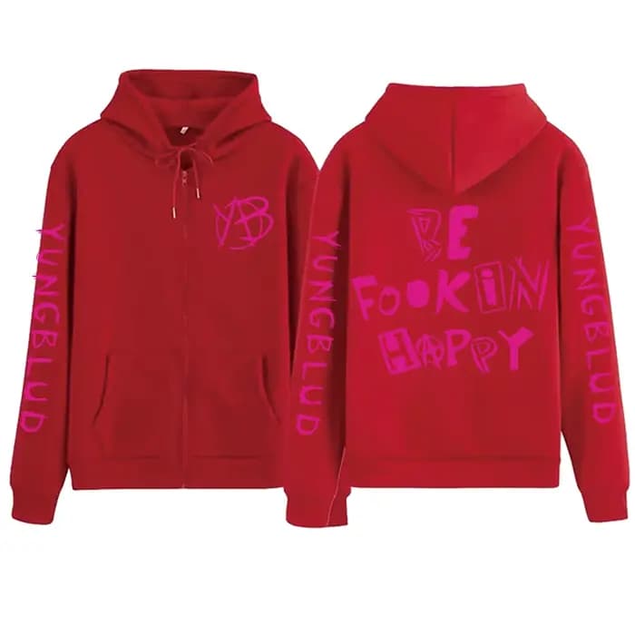 Sweat à capuche zippé Rock Singer Yungblud Be Fookin Happy pour homme et femme, Harajuku, manches lo