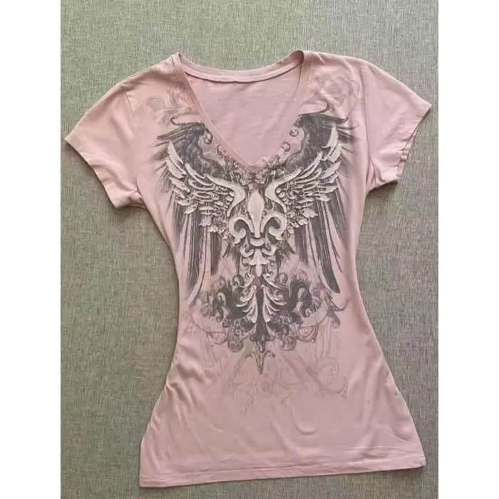 American Street Hottie T-shirt Vintage col en v T-shirt années 2000 Y2K esthétique graphique imprimé t-shirts femmes Punk Chic hauts Ropa Mujer