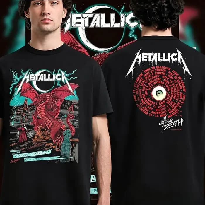 Meilleure vente T-shirt Metallica M72 World Tour 2026 Cardiff pour hommes et femmes, vêtements d'été en coton, mode courte