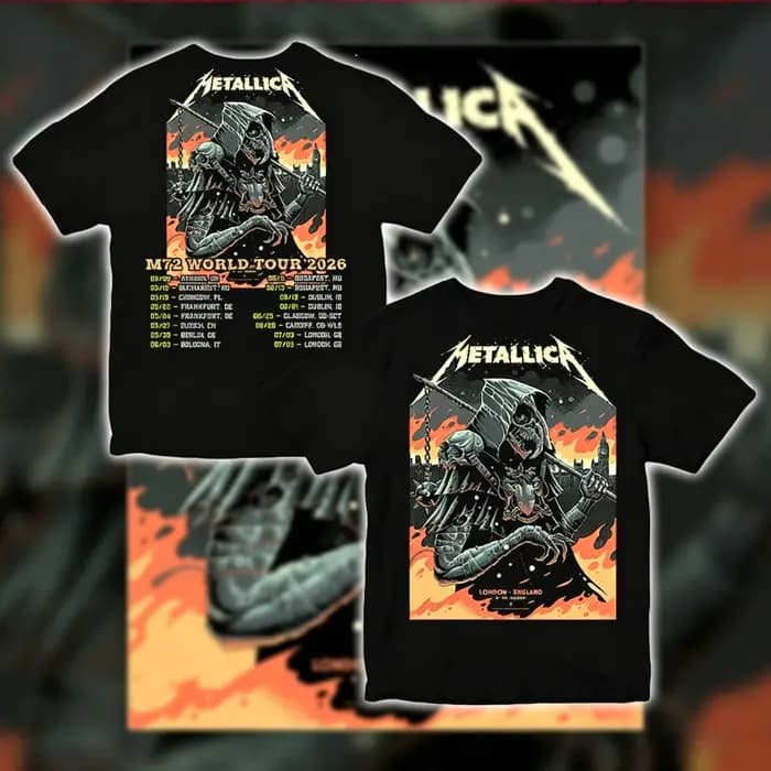T-shirt de la tournée Metallica à Londres M72 World Tour 2026