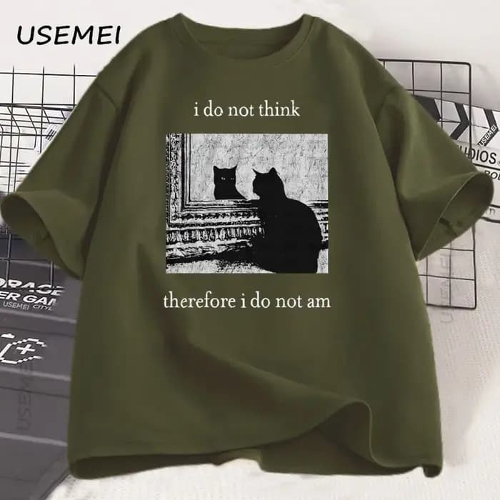 Je ne pense pas là, je ne suis pas T-shirt chat drôle T-shirt Vintage années 90 Witchy Goth Punk T-shirt coton à manches courtes t-shirts