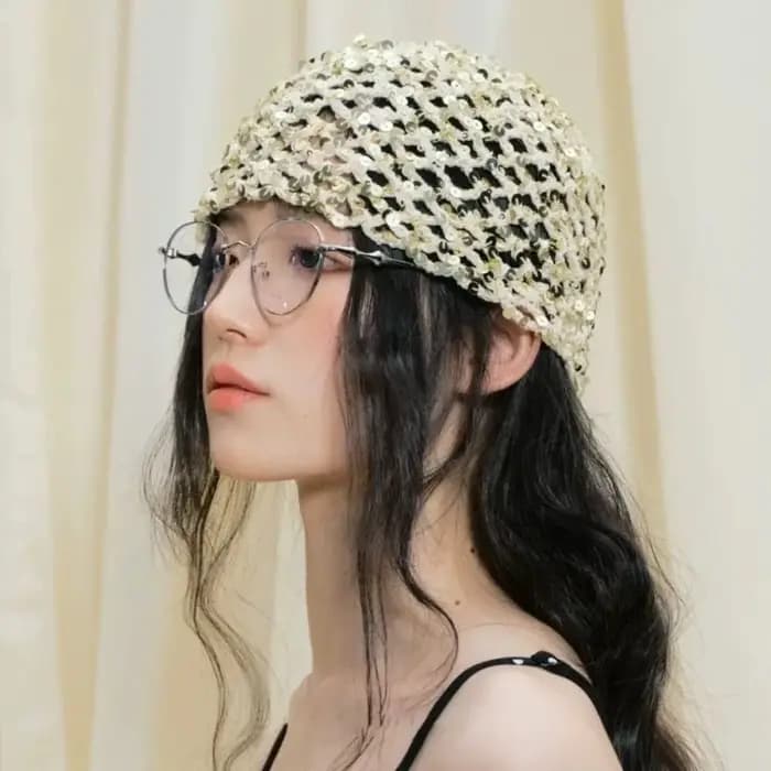 Casquette tissée à paillettes rétro Vintage