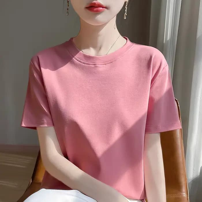 T-Shirt d'été en coton mercerisé Orange pour femme