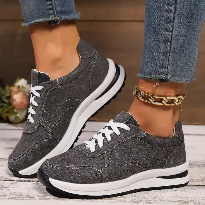 Baskets femme bleu Denim chaussures décontractées en plein air à lacets