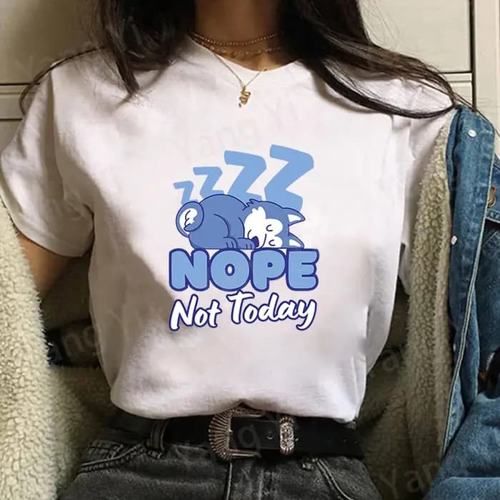 T-shirt à imprimé amusant « Sleeping Little Wolf »