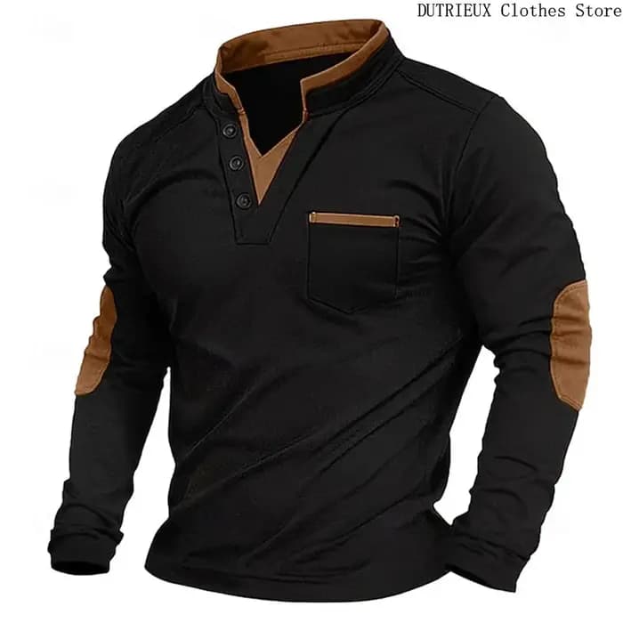 Sweat à capuche décontracté à col en V rétro pour hommes