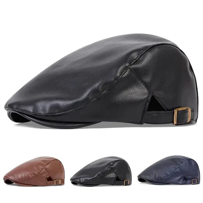 Casquettes de gavroche rétro en cuir PU pour hommes, chapeaux de peintre britanniques, casquettes plates ajustables latéralement printemps-automne, bérets hip-hop