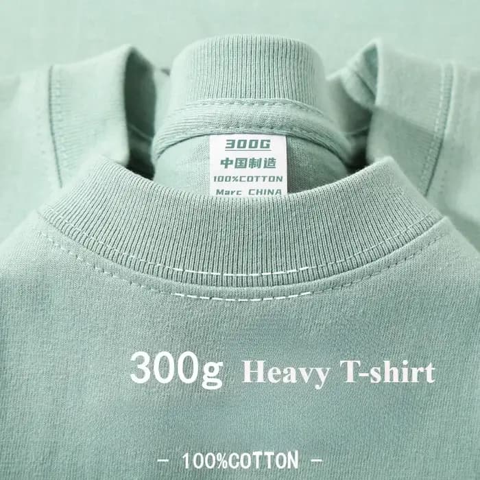 Été vert clair poids lourd 300G T-shirt à manches courtes coton hommes ample décontracté chemise de Base coréen