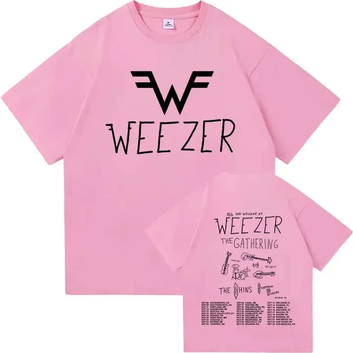 Weezer The Gathering Tour 2026 T-shirt en coton doux pour femmes/hommes, t-shirt d'été à manches courtes et col rond, Design imprimé graphique