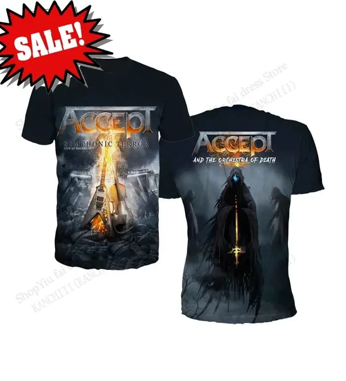 Nouveau accepter Rock Band Tour impression 3d T-shirt hommes femmes mode grande taille Hip Hop hauts t-shirts à manches