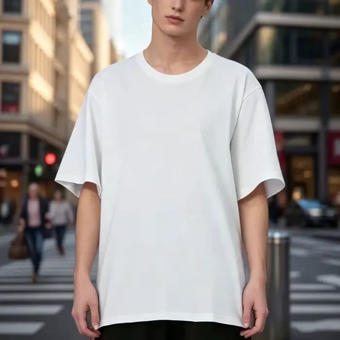 T-shirt blanc surdimensionné pour hommes, haut décontracté à manches courtes et col rond pour l'été,