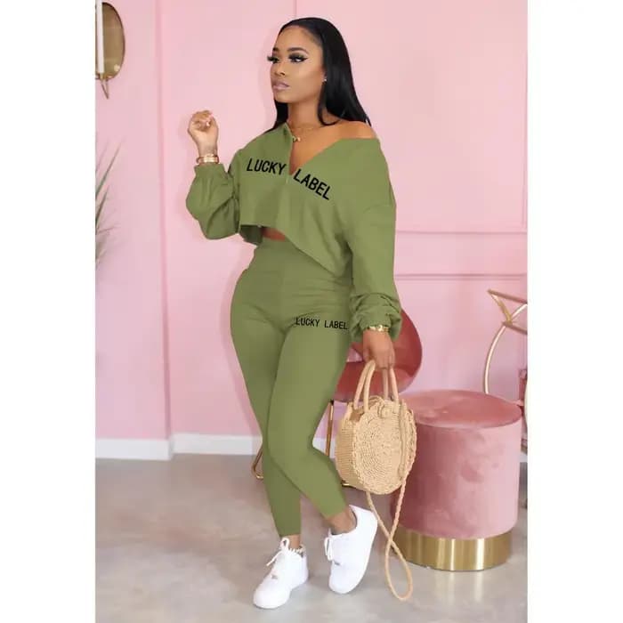 Vêtements de détente décontractés à taille élastique pour femmes, vêtements d'automne, impression de lettres, mode féminine, manches longues, ensemble de 2 pièces, nouveauté, 2021