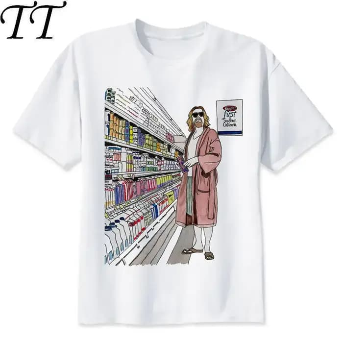 Le grand lebowski mec T-shirt hommes dessin animé 2019 cool drôle blanc