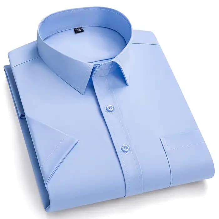 Nouveau Anti-rides hommes chemises manches courtes chemises habillées pour hommes coupe ajustée Cami