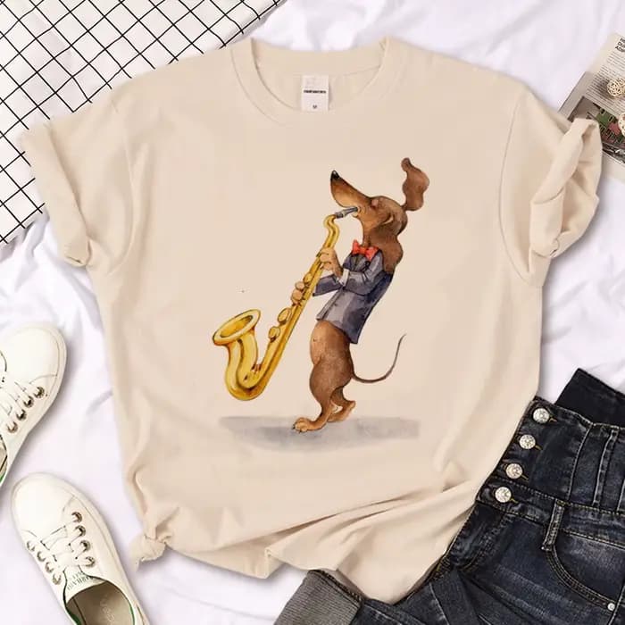T-shirt Dachshund pour femmes, streetwear, humoristique, de styliste