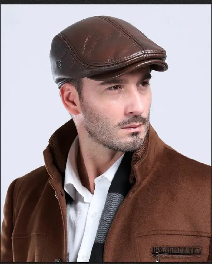 Casquette de baseball en cuir véritable pour hommes