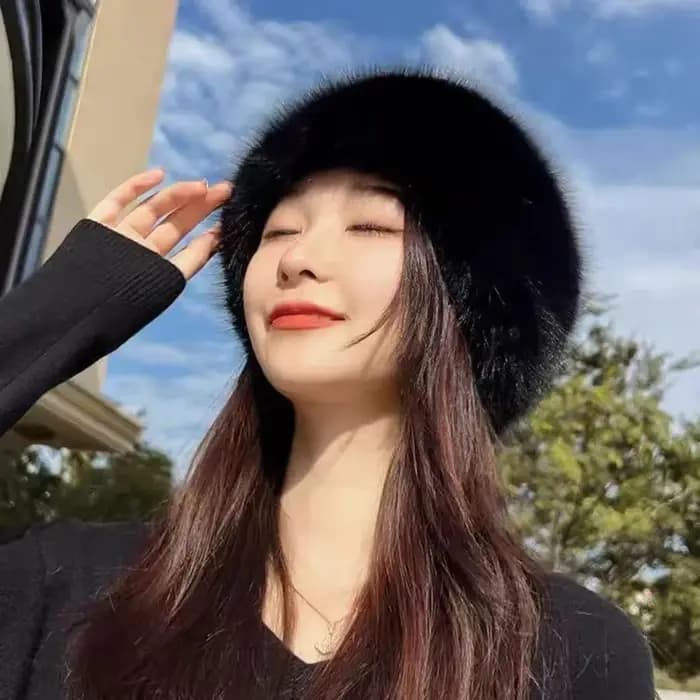 Chapeau seau en fourrure moelleuse en peluche