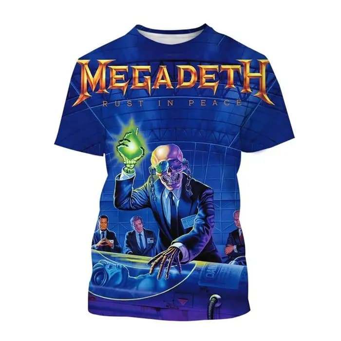 T-shirt rétro Megadeth Tour : motif 3D de style officiel avec effet de douleur | Le souvenir de concerts ultime pour