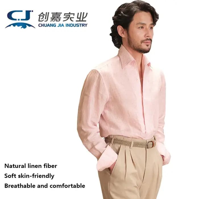 Chemise pour hommes haut de gamme en pur lin naturel - Blanc