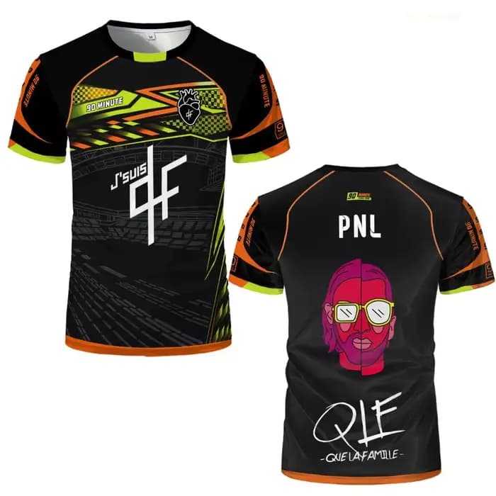 PNL Maillots 90 minutes maillot imprimé respirant Football formation T-shirt hommes et femmes à la mode à manches courtes col rond t-shirts