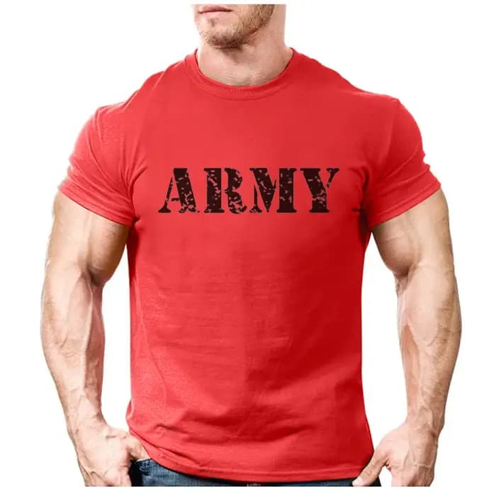 2021 Mode ARMY Lettre Logo Imprimé T-Shirt homme Décontracté Couleur Unie Exercice Vêtements De Sport T-Shirt À La Mode Mâle Rétro T-Shirt