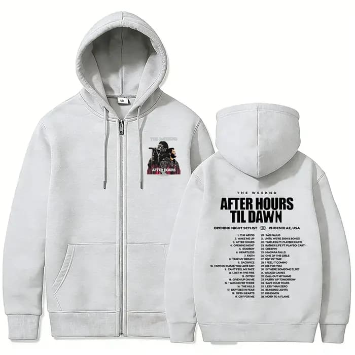 Sweat à capuche zippé Rapper The Weeknd avec Playboi Carti After Hours Til Dawn Tour 2026 pour hommes et femmes