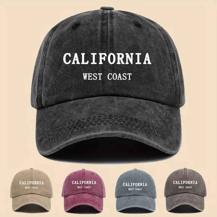 Casquette de baseball California West Coast - 1 pièce - Réglable avec fermeture snapback