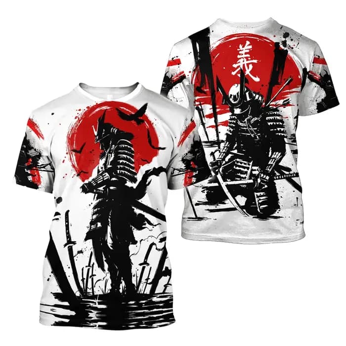 Samouraï japonais 3D imprimé T-Shirts été hommes femmes décontracté mode surdimensionné à manches courtes t-shirt