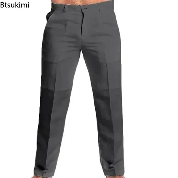 Nouveau Vintage hommes coton lin pantalon respirant confort doux
