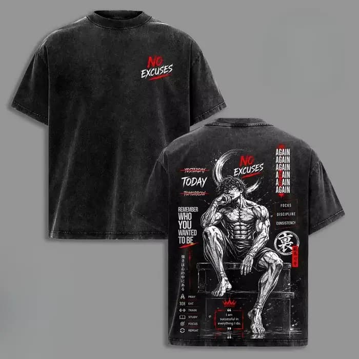 T-shirt imprimé Hanma Baki, vêtements d'anime Baki, t-shirts rétro lavés pour hommes et femmes, t-sh