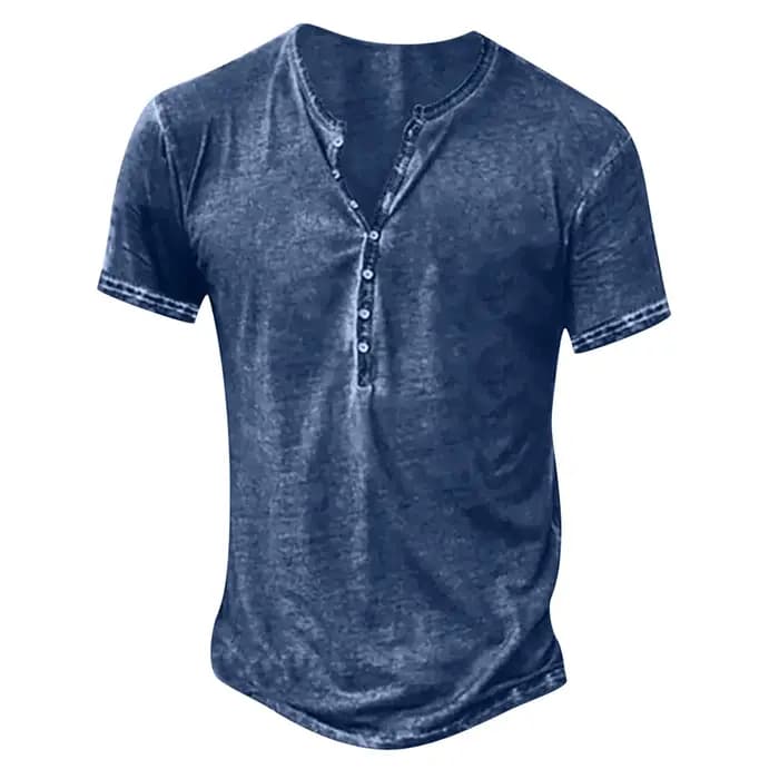 T-shirt Rétro Col V en Coton pour Homme – Manches Courtes