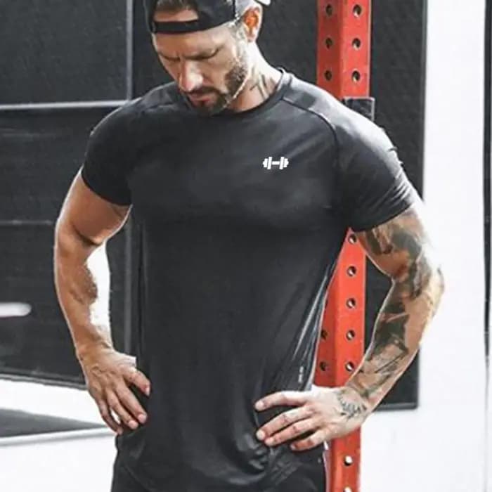 Hommes décontracté Hip Hop à manches courtes chemises ajustées gymnase musculation Fitness Sport hauts été maille respirant séchage rapide T-Shirts