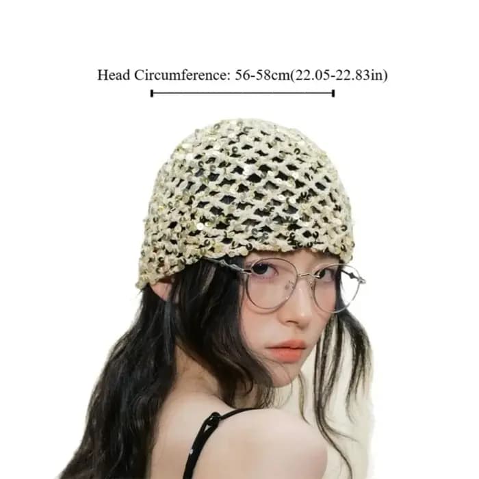 Casquette tissée à paillettes rétro Vintage