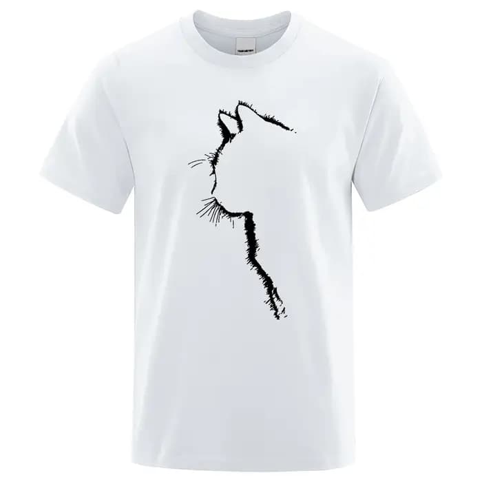 T-shirt manches courtes pour homme, estival et humoristique, en coton, avec chat et Animal imprimés,