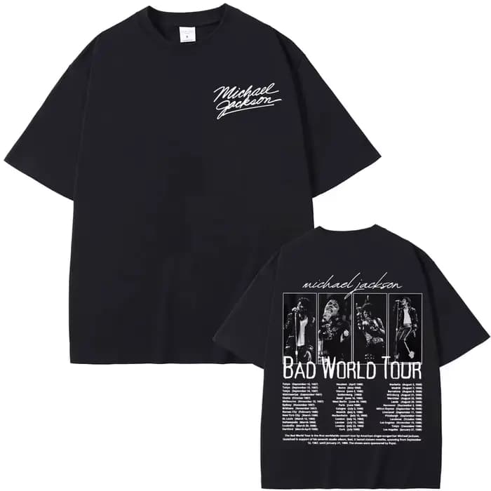 T-shirt King of Pop Michael Jackson Bad World Tour pour hommes et femmes