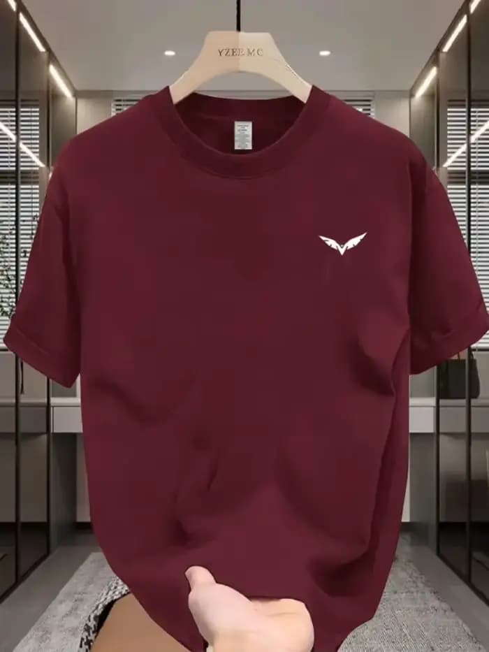 T-shirt décontracté imprimé à motif d'aile simple pour hommes
