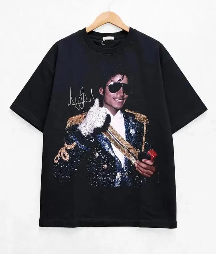 T-shirt Michael Jackson Rétro Populaire Été 2026 Homme Femme Coton Style Y2K Sportswear Oversize Streetwear