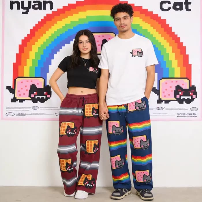 Pantalon Nyan Cat Y2k, pantalon baggy à taille élastique