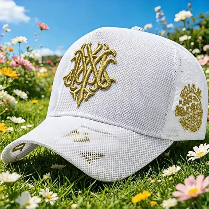 Casquette Trucker en Maille Respirante avec Broderie Gothique, Chapeau d'Été Réglable pour Hommes et